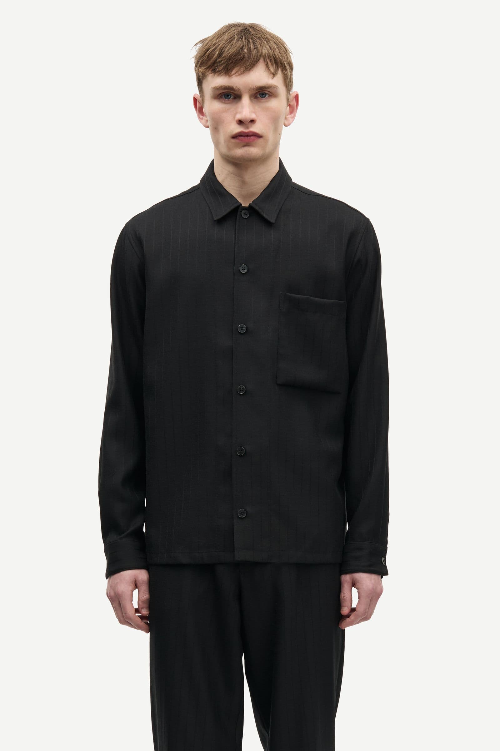 Sadamon GO overshirt 15844 Black Pinstripe