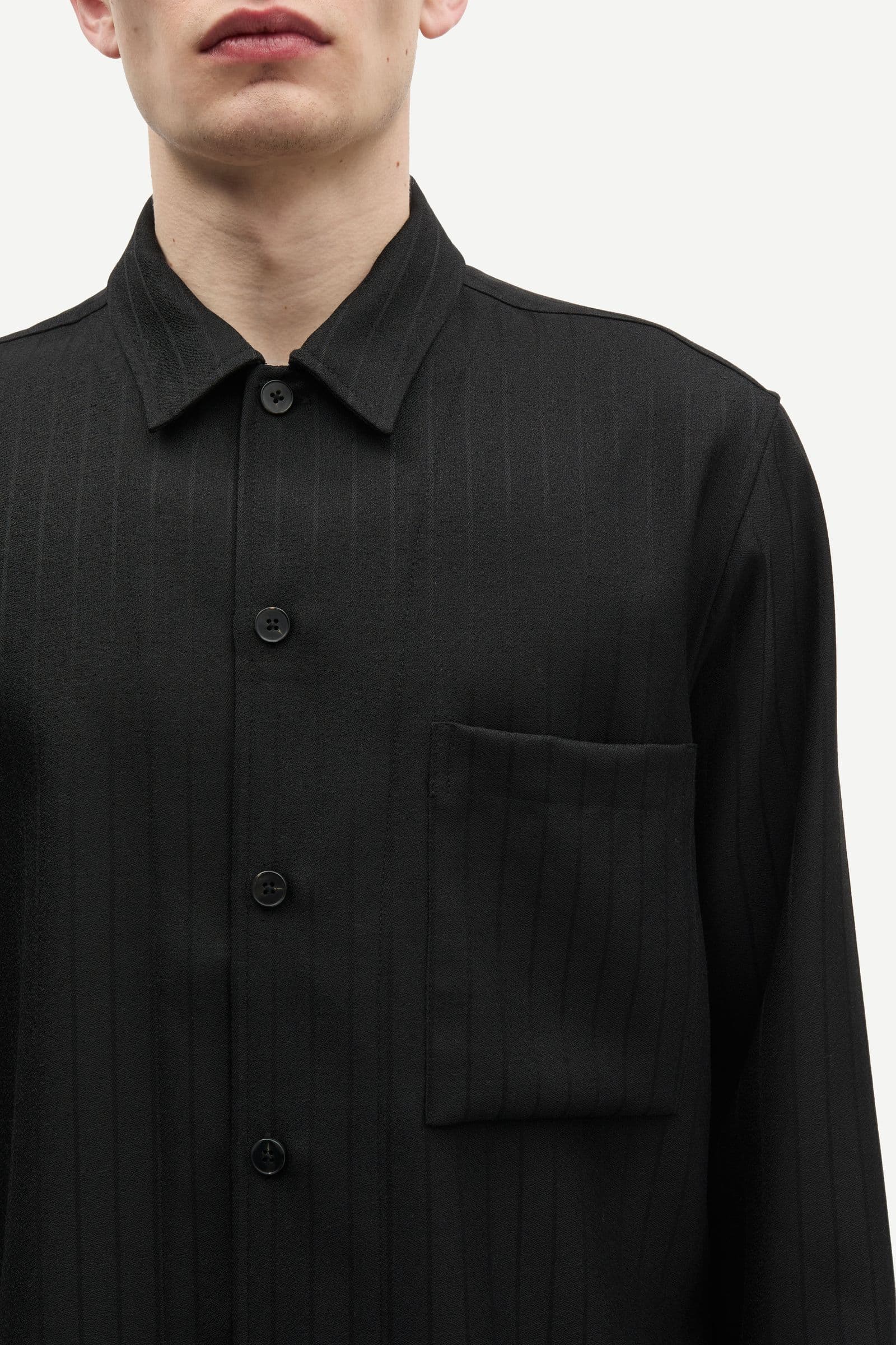Sadamon GO overshirt 15844 Black Pinstripe