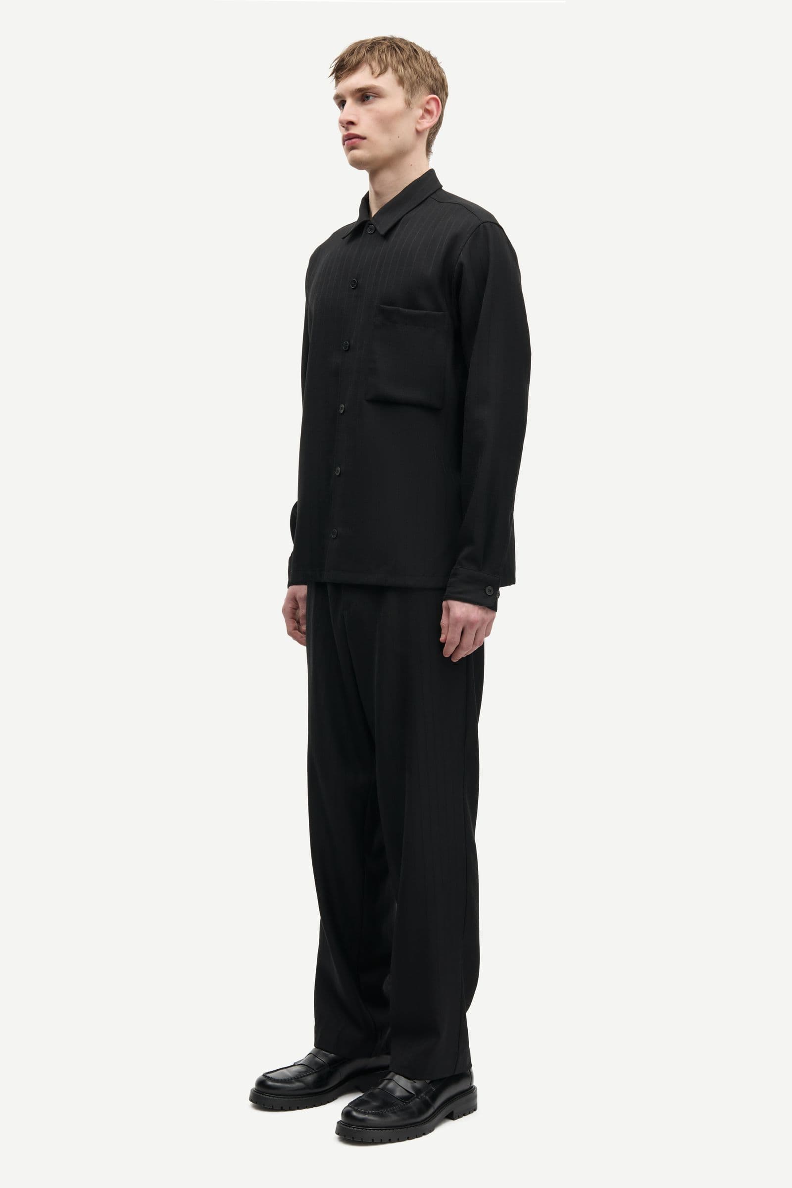 Sadamon GO overshirt 15844 Black Pinstripe