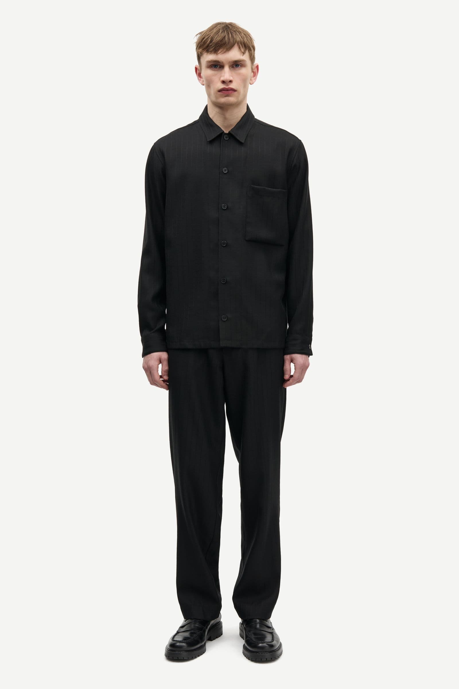 Sadamon GO overshirt 15844 Black Pinstripe