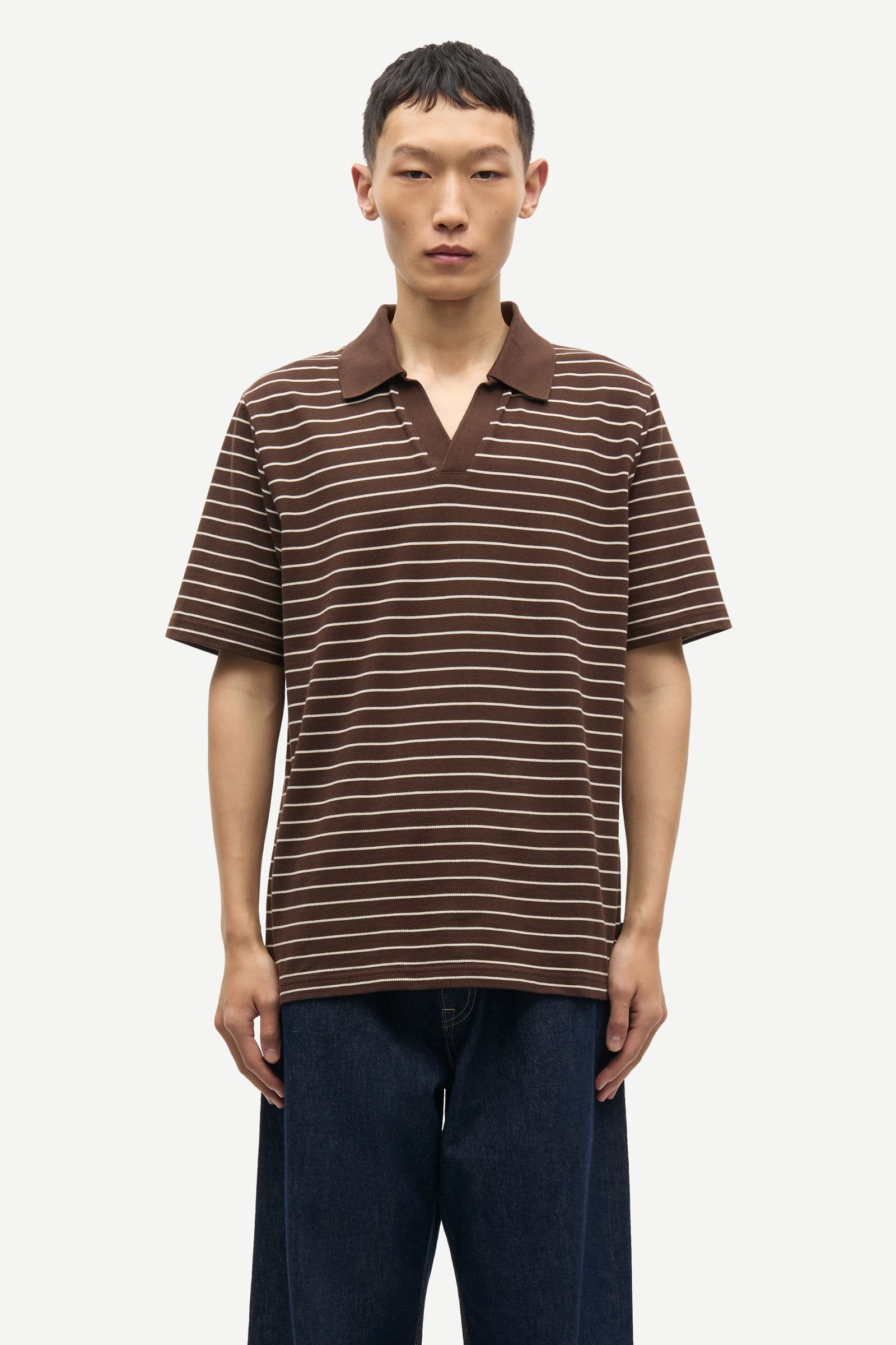 Samac v-neck polo 15671 Coffee Brown St.