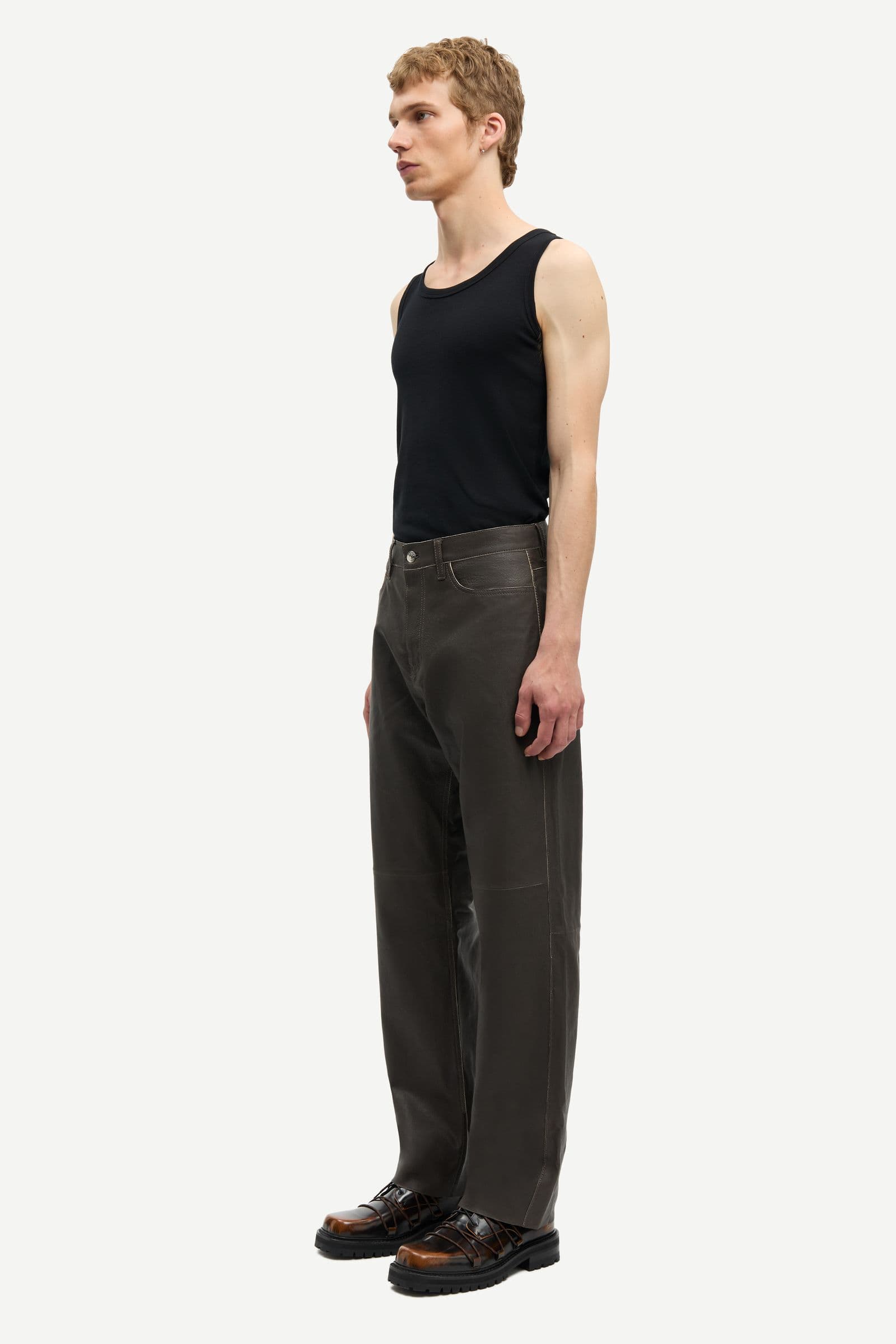 Saeddie leather trousers 16022 Black Olive