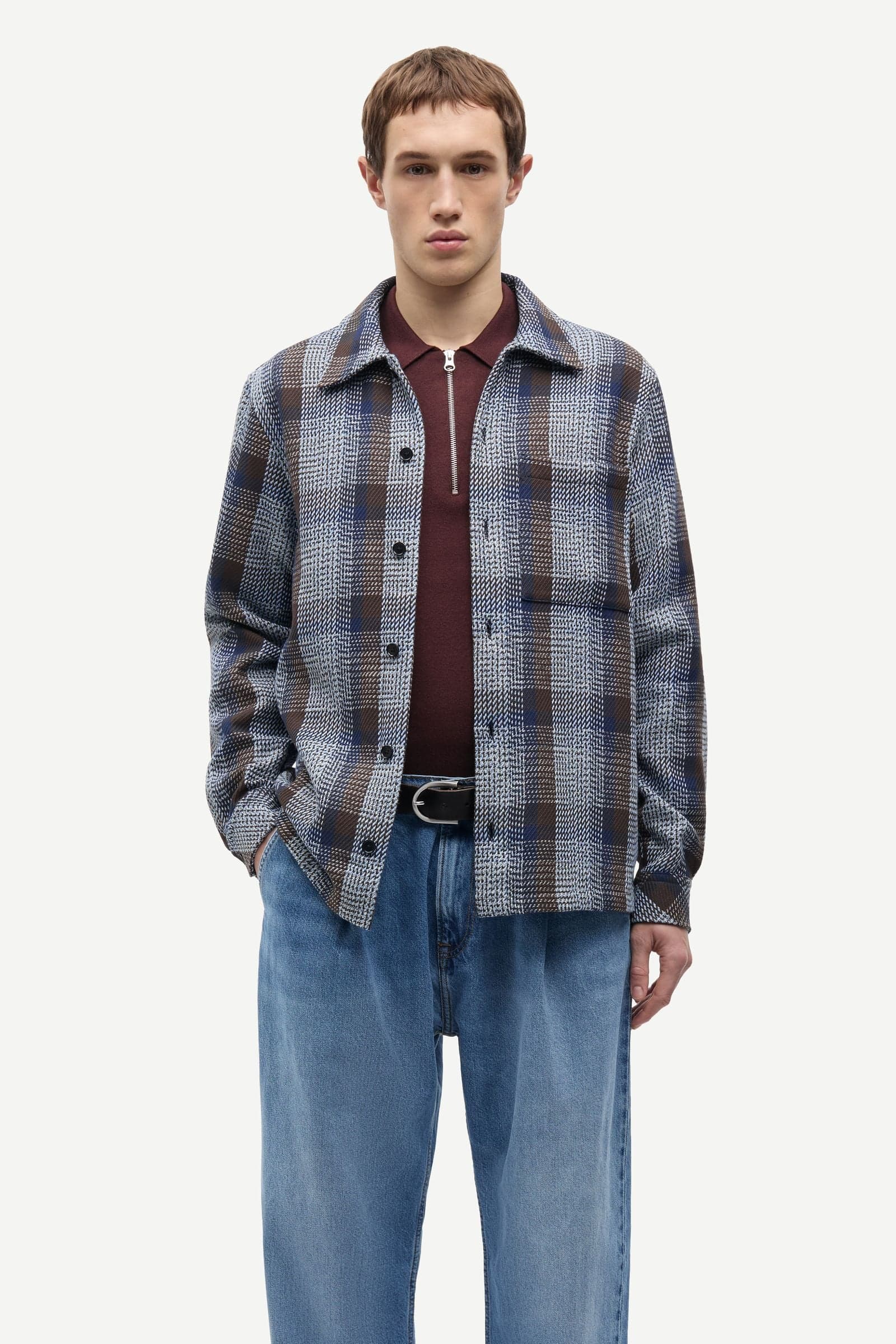 Sataka JB overshirt 16080 Brown Mel. Ch.