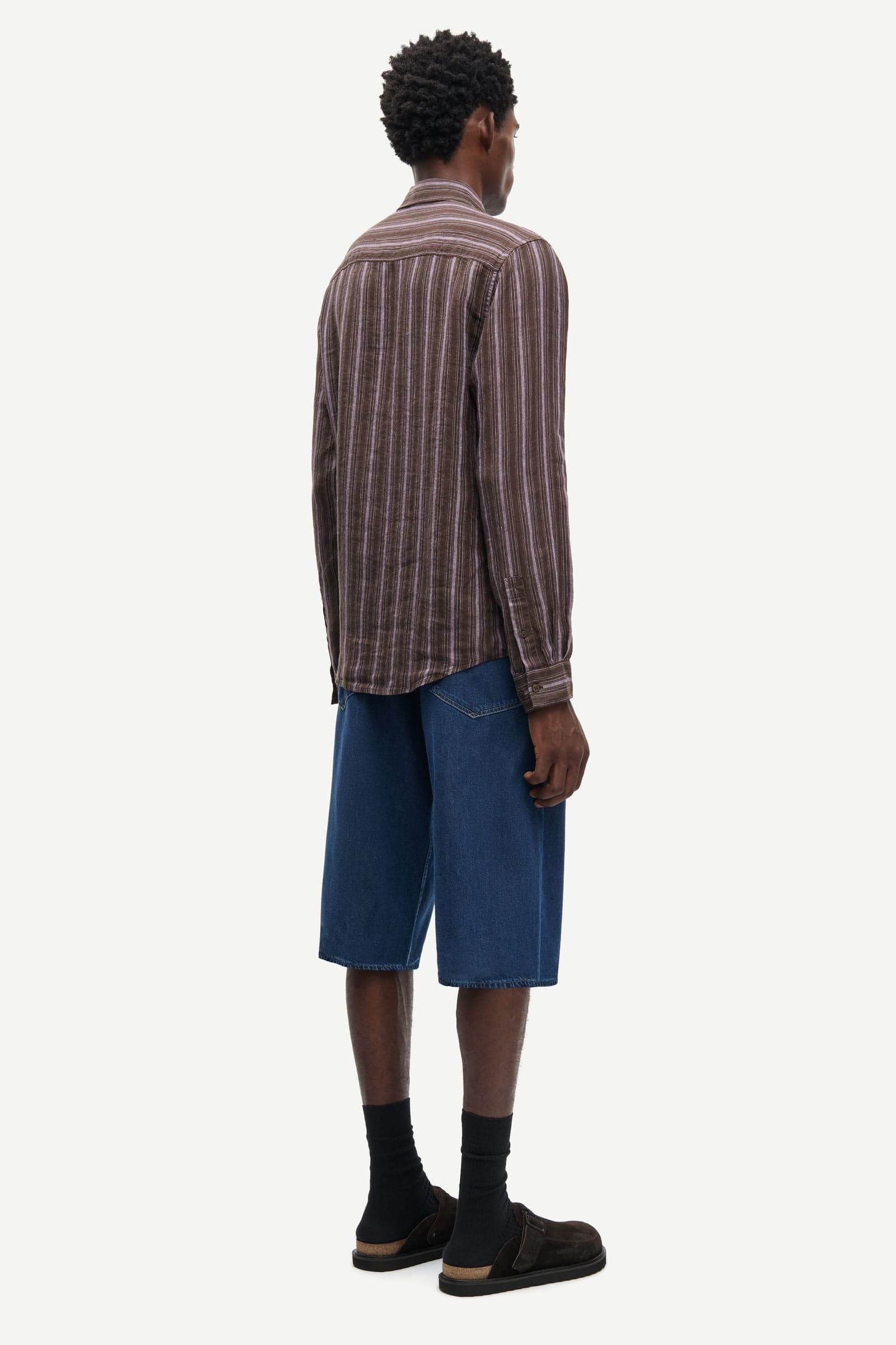 Saroger pleat shorts 16014 Washed soft denim