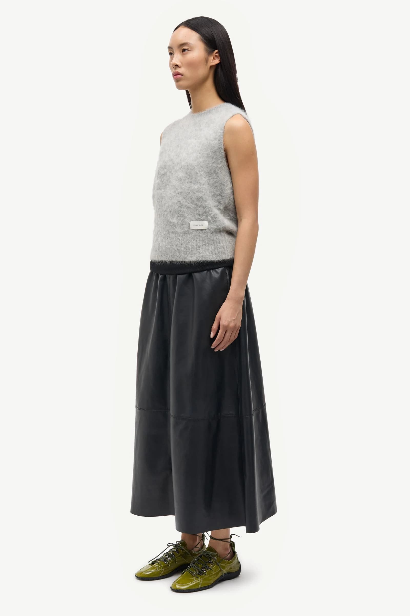 Sathea leather skirt 16184 Volcanic Ash