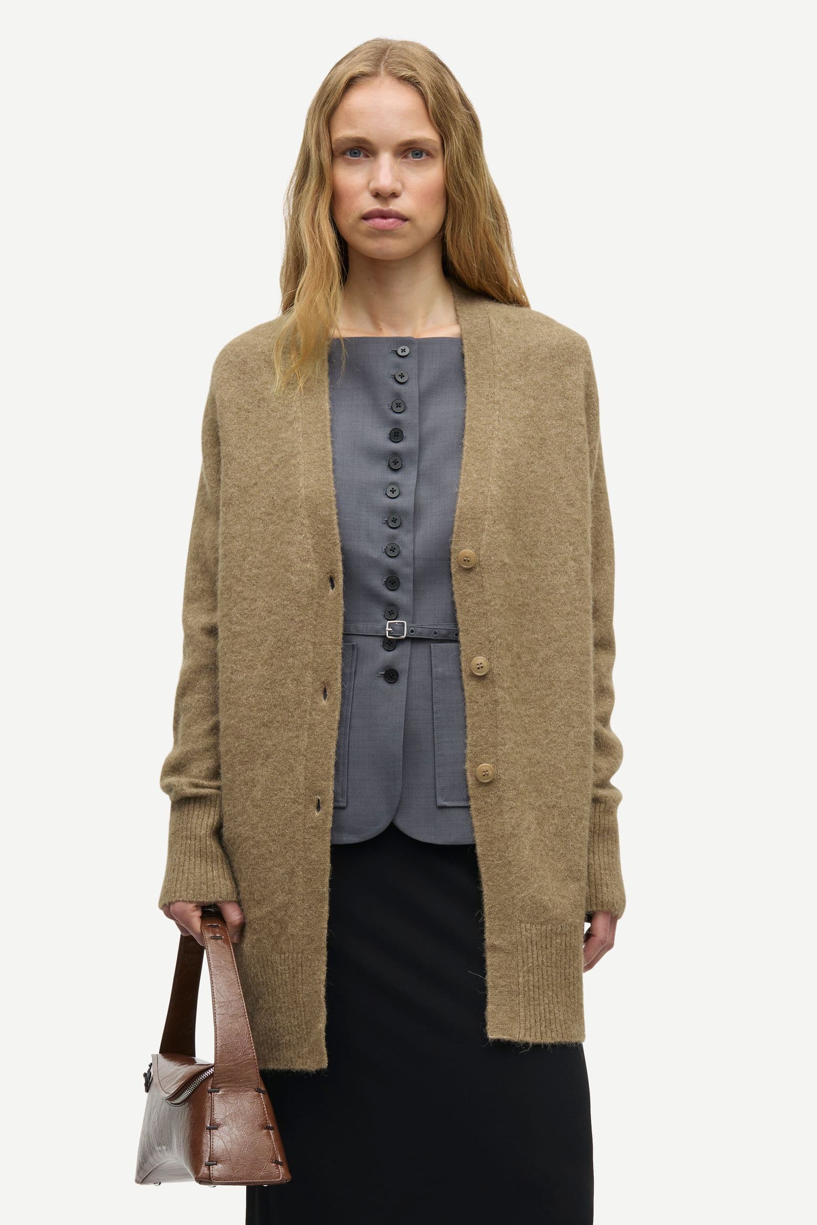 Sanor long cardigan 7355 Lead Gray