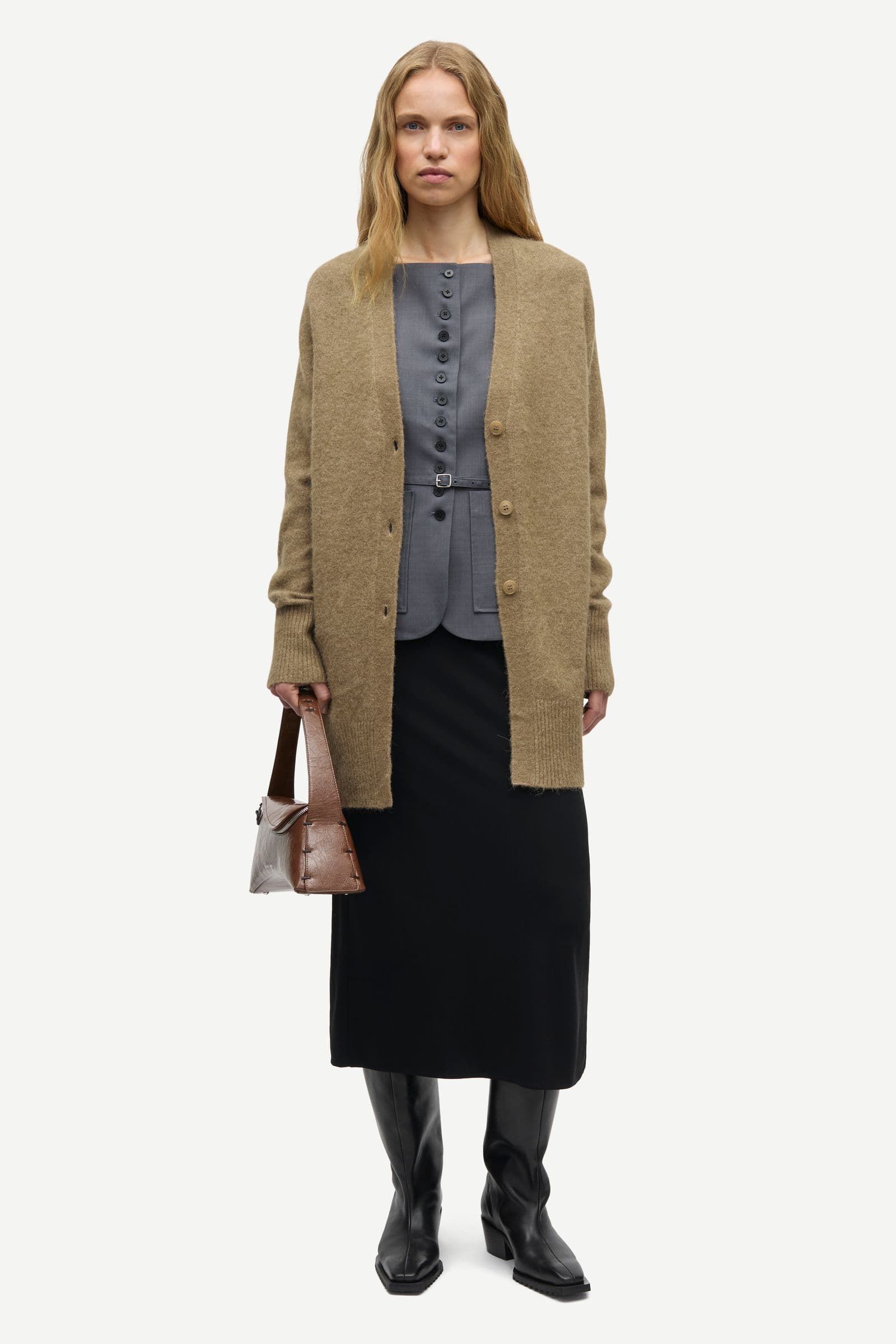 Sanor long cardigan 7355 Lead Gray