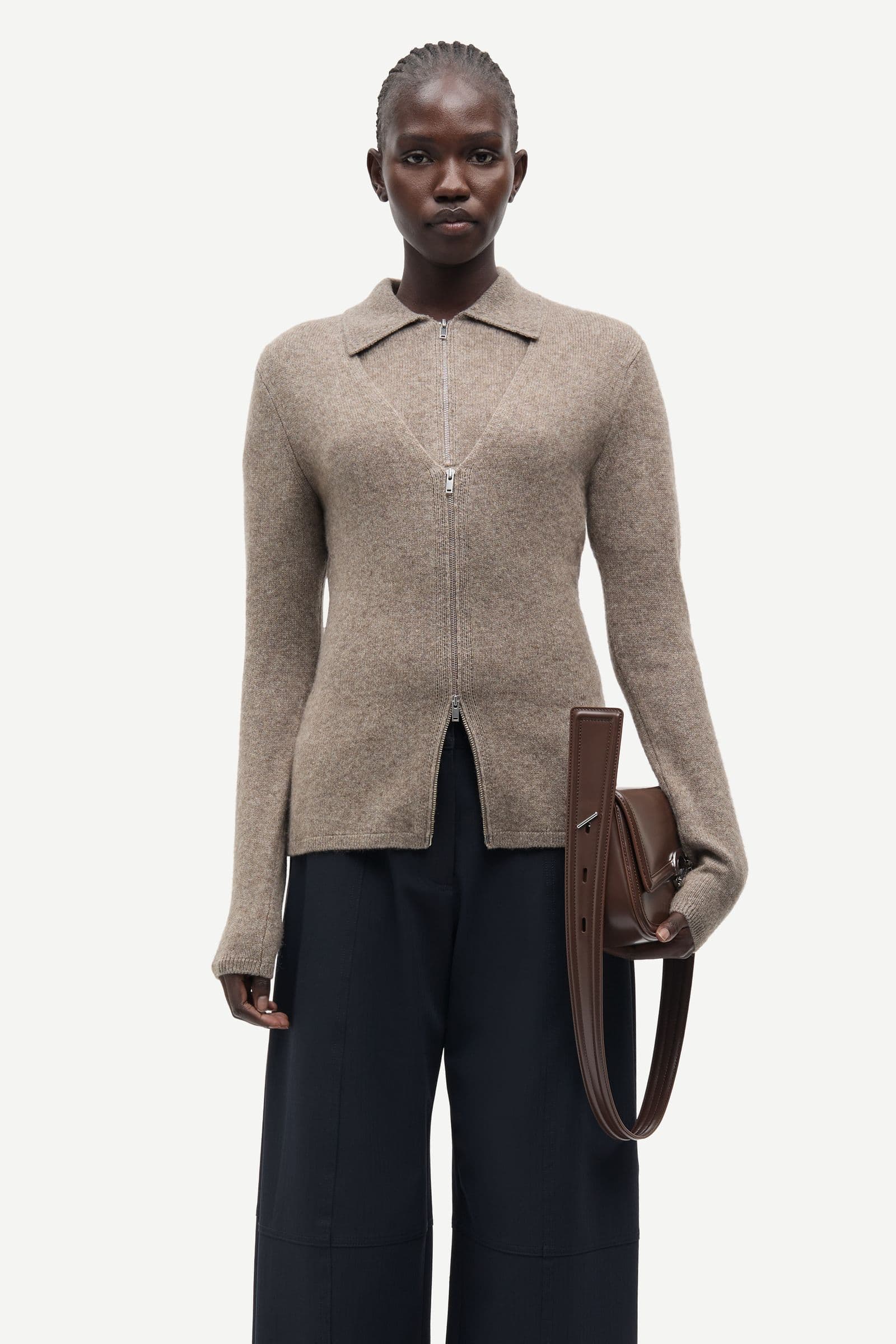 Sanelo zip cardigan 15722 Lead Gray Mel.