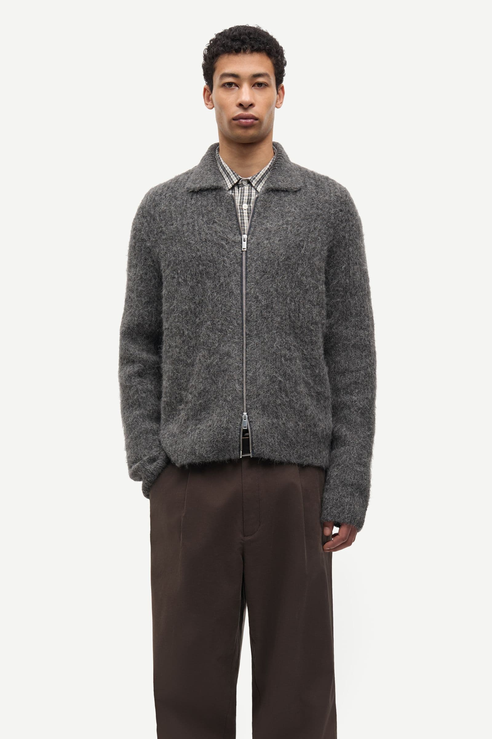 Sajob zip cardigan 15425 Dark grey mel.