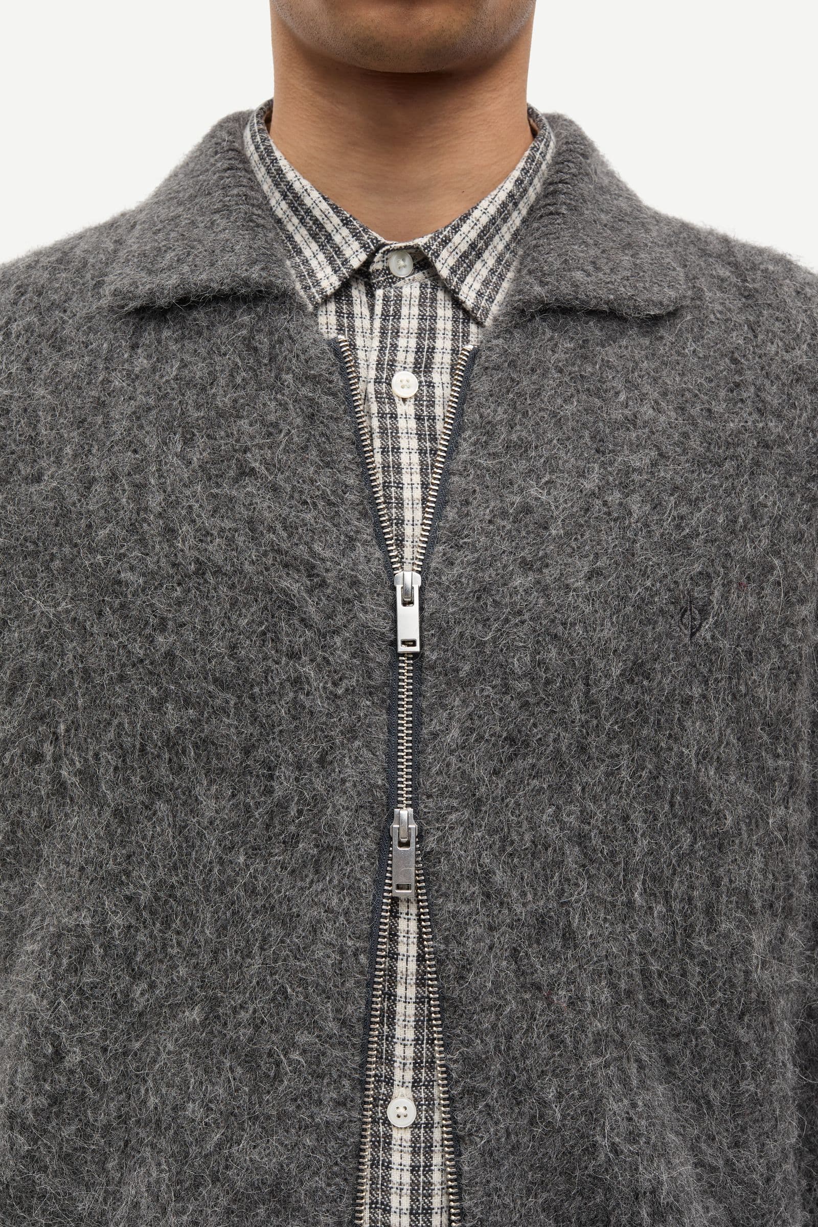 Sajob zip cardigan 15425 Dark grey mel.