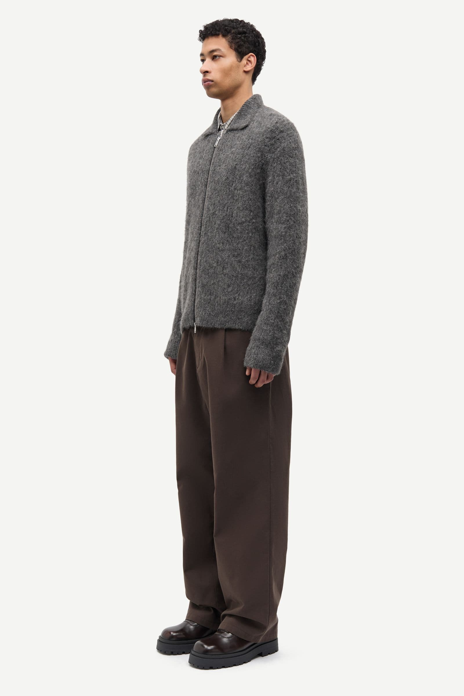 Sajob zip cardigan 15425 Dark grey mel.