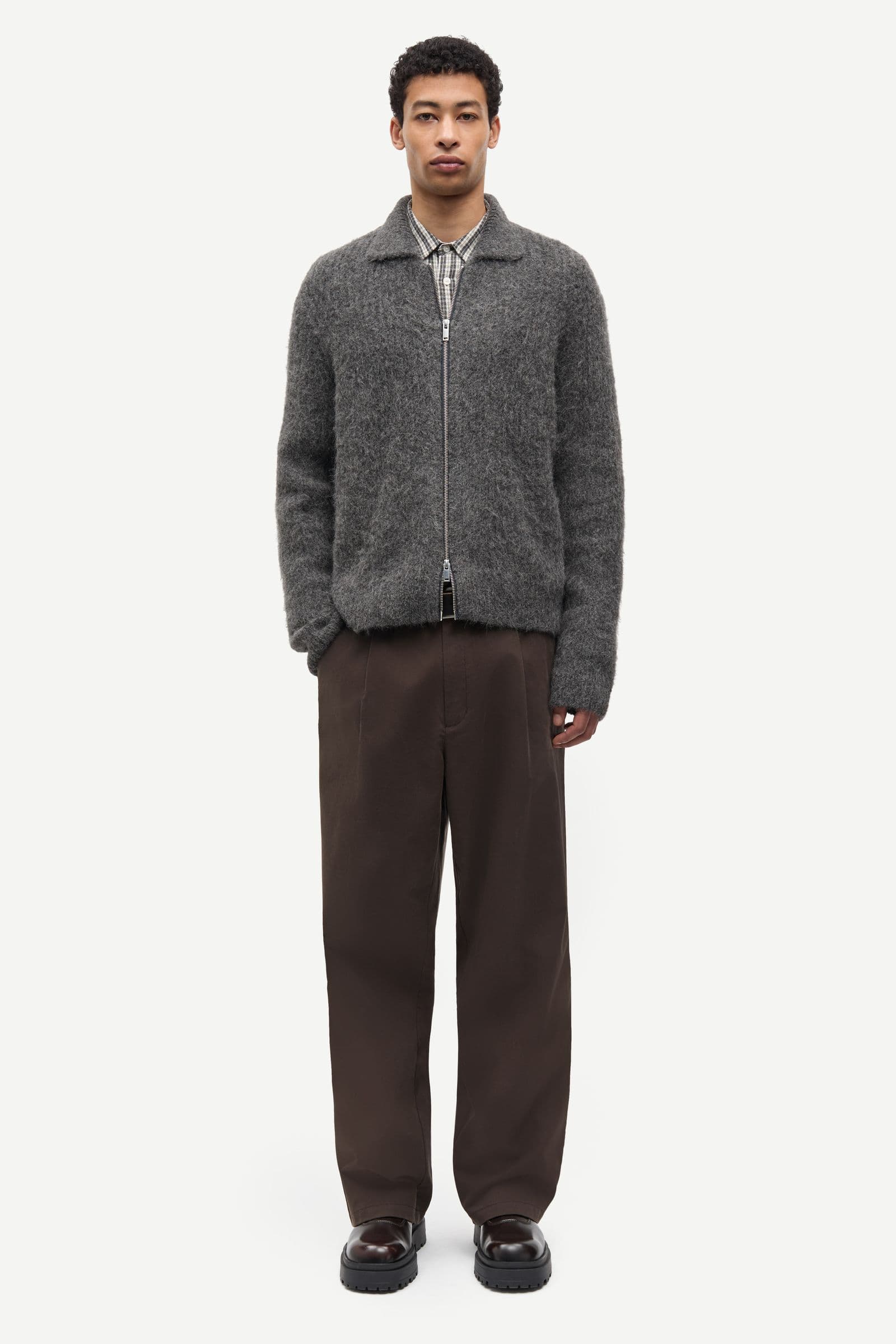 Sajob zip cardigan 15425 Dark grey mel.