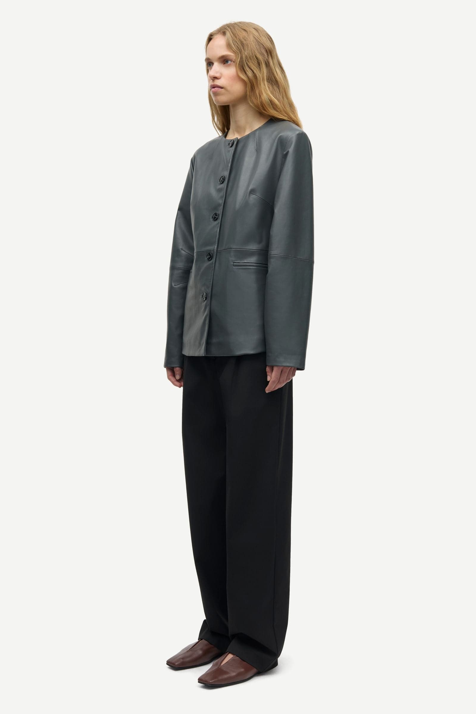 Saopal leather blazer 16174 Volcanic Ash