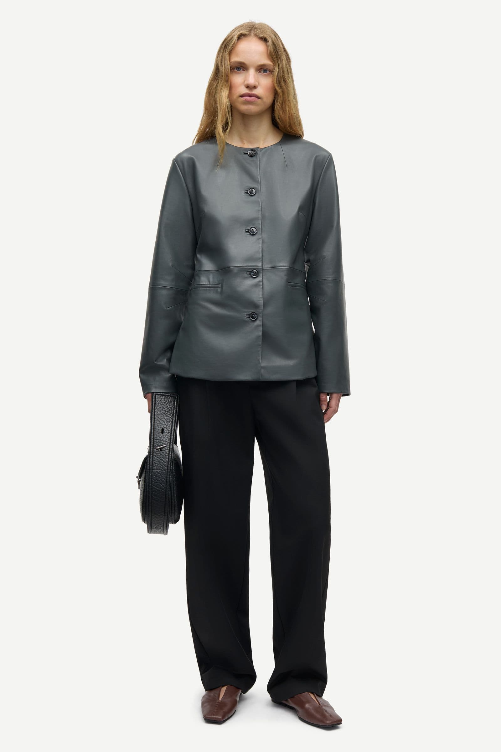 Saopal leather blazer 16174 Volcanic Ash