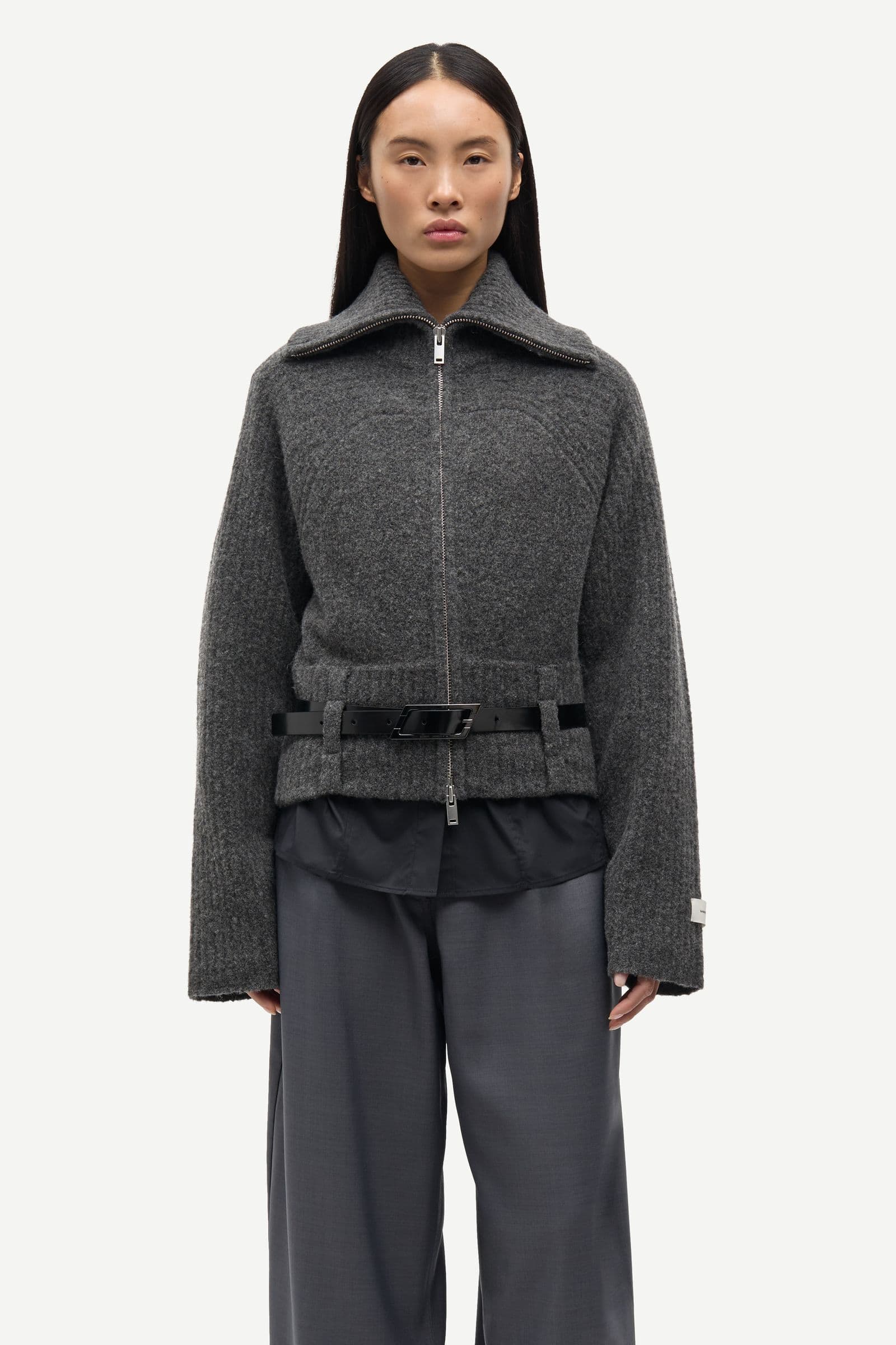 Samirra zip cardigan 15727 Dark grey mel.