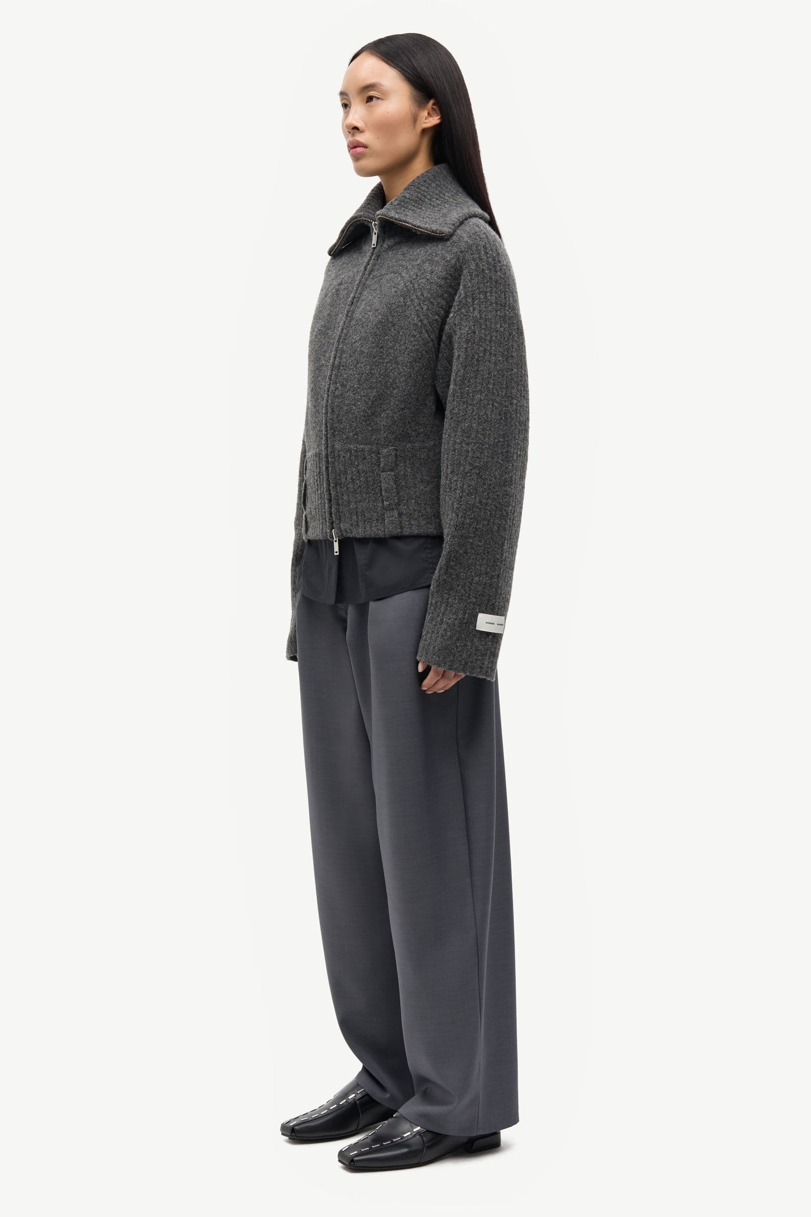 Samirra zip cardigan 15727 Dark grey mel.