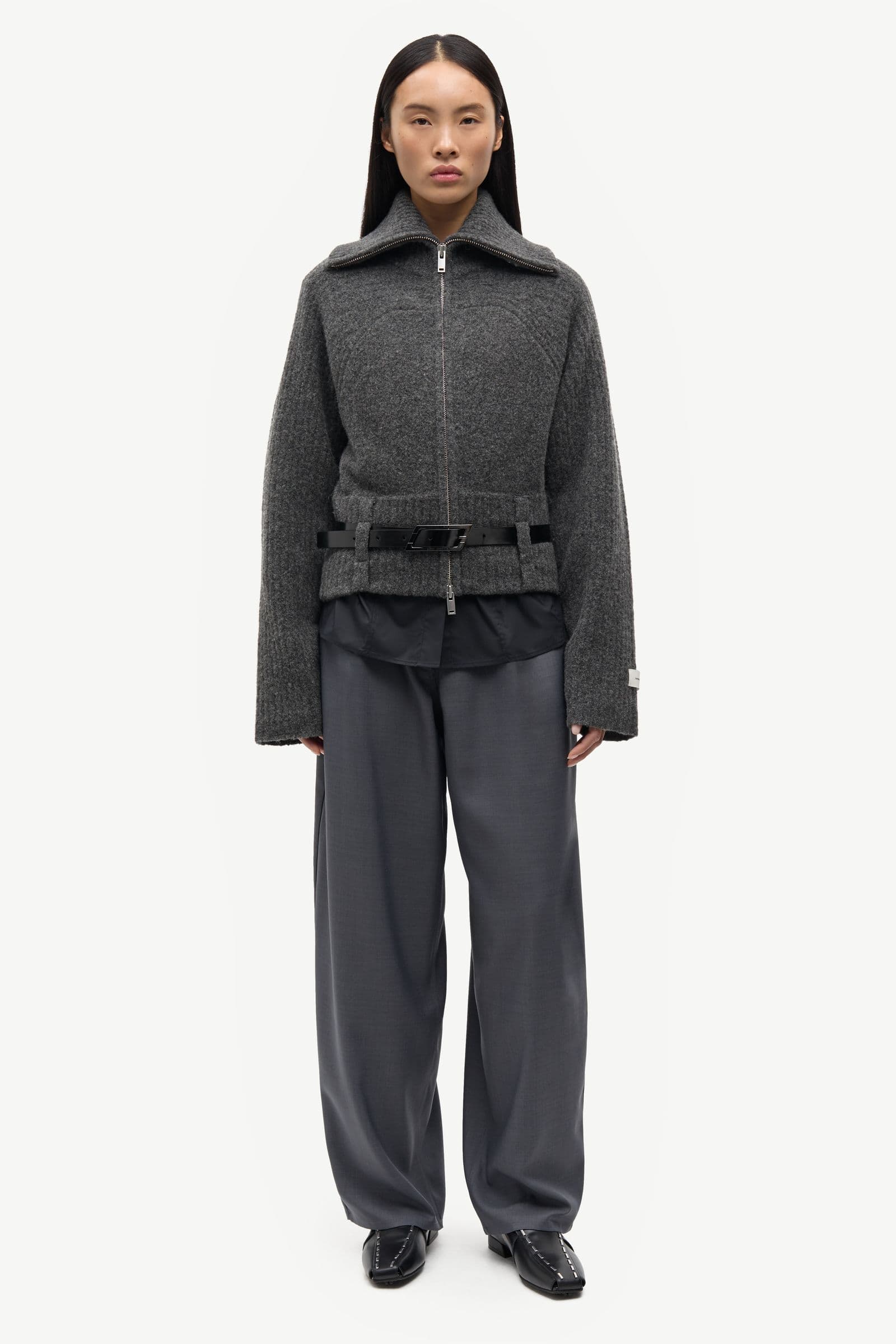 Samirra zip cardigan 15727 Dark grey mel.