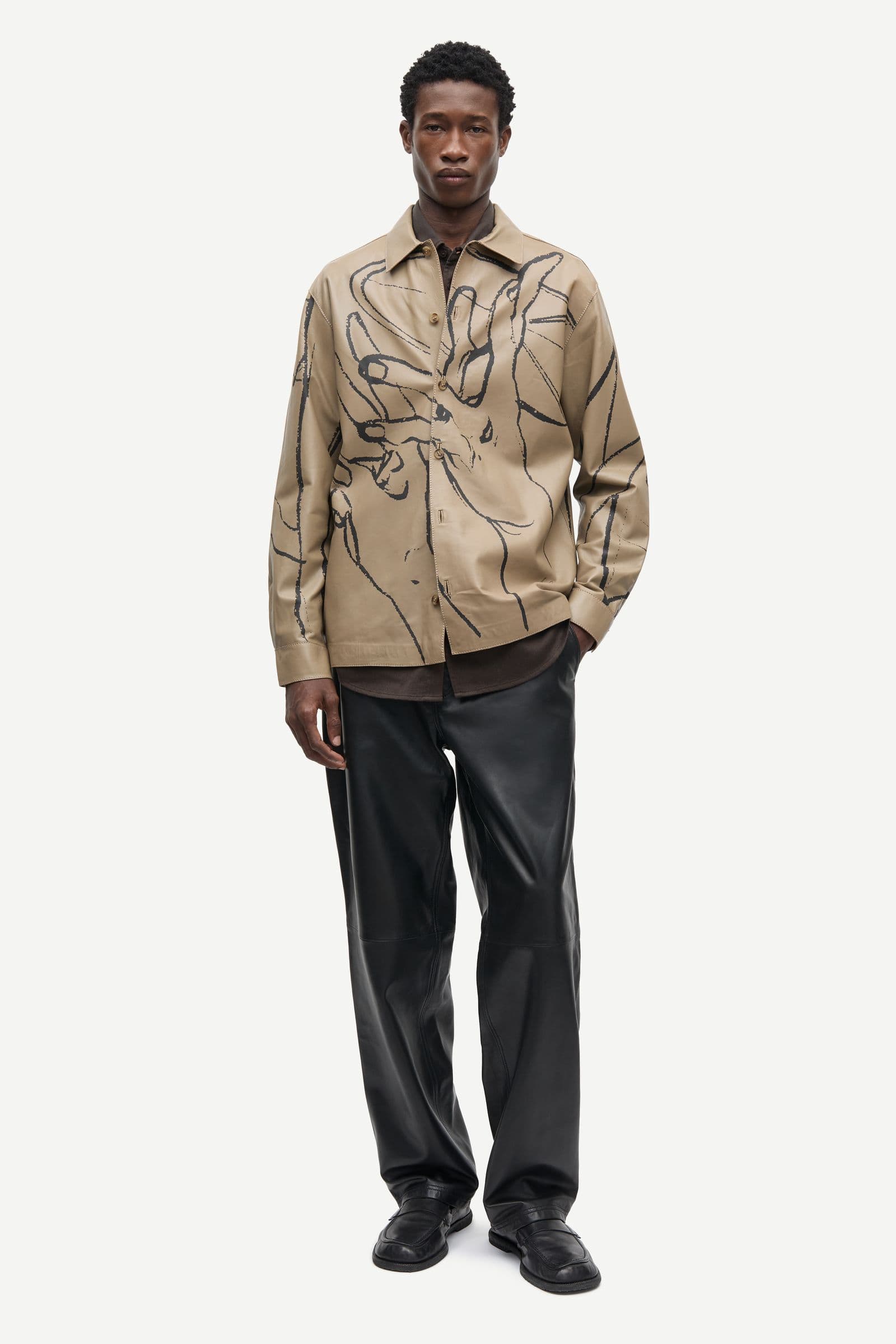 Sagiles leather shirt 15925 Lead Gray Lines