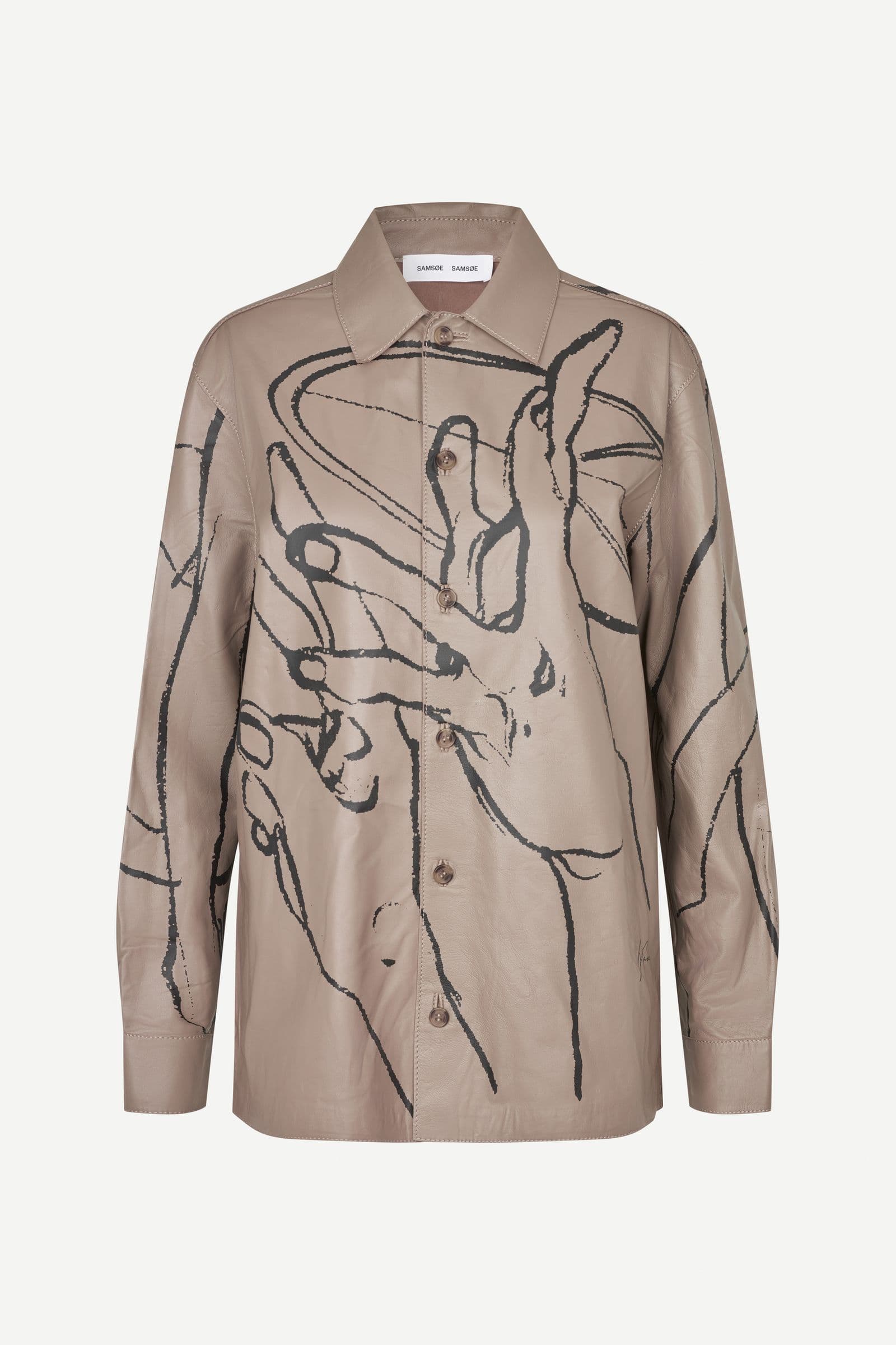Sagiles leather shirt 15925 Lead Gray Lines
