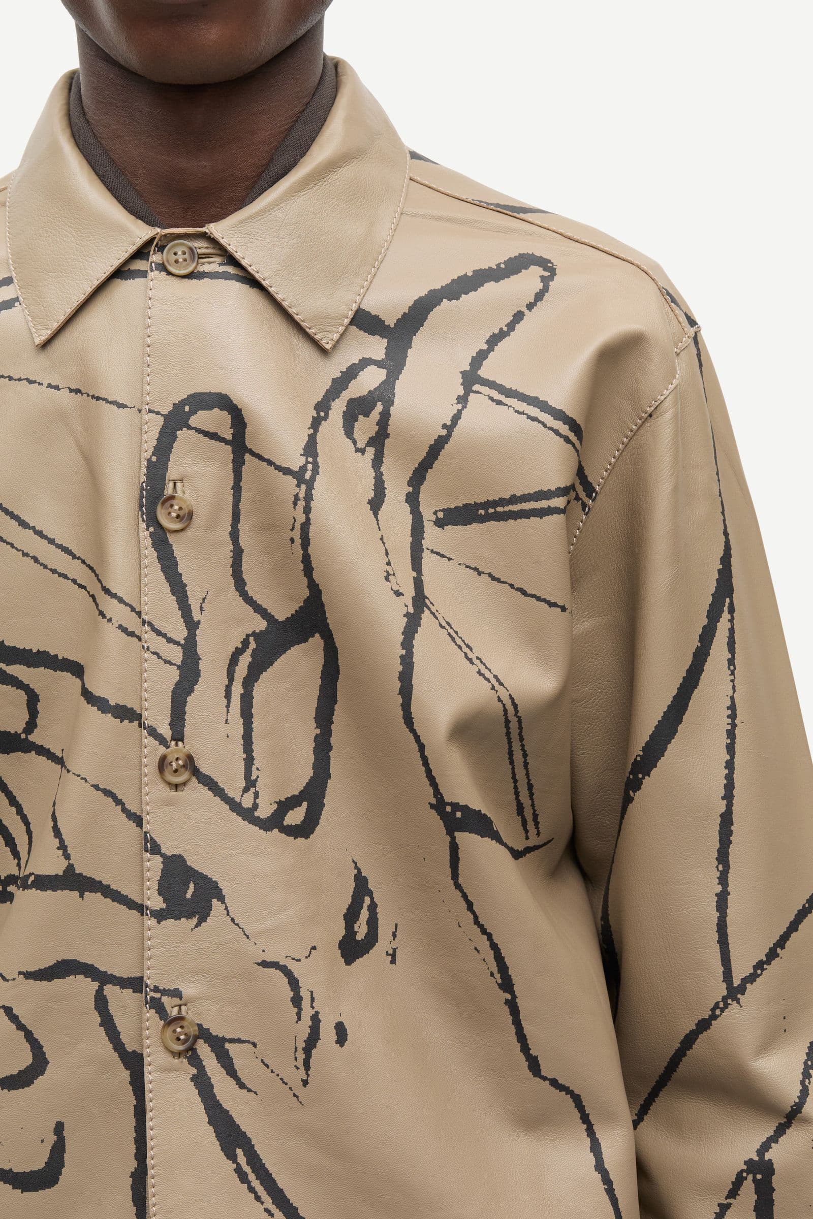 Sagiles leather shirt 15925 Lead Gray Lines