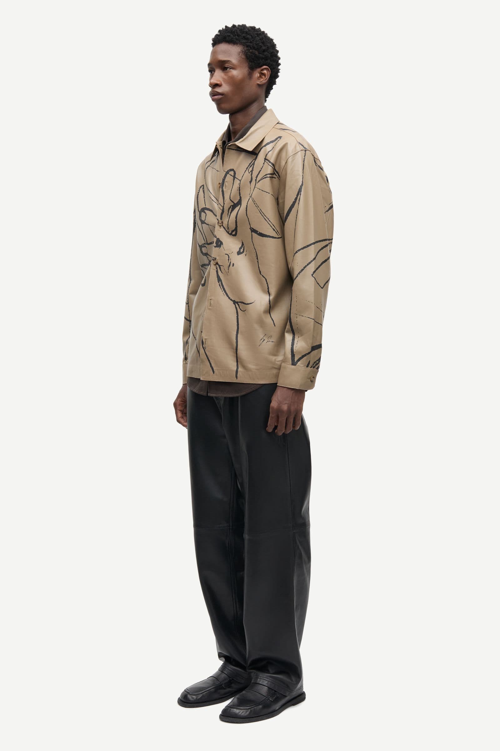 Sagiles leather shirt 15925 Lead Gray Lines