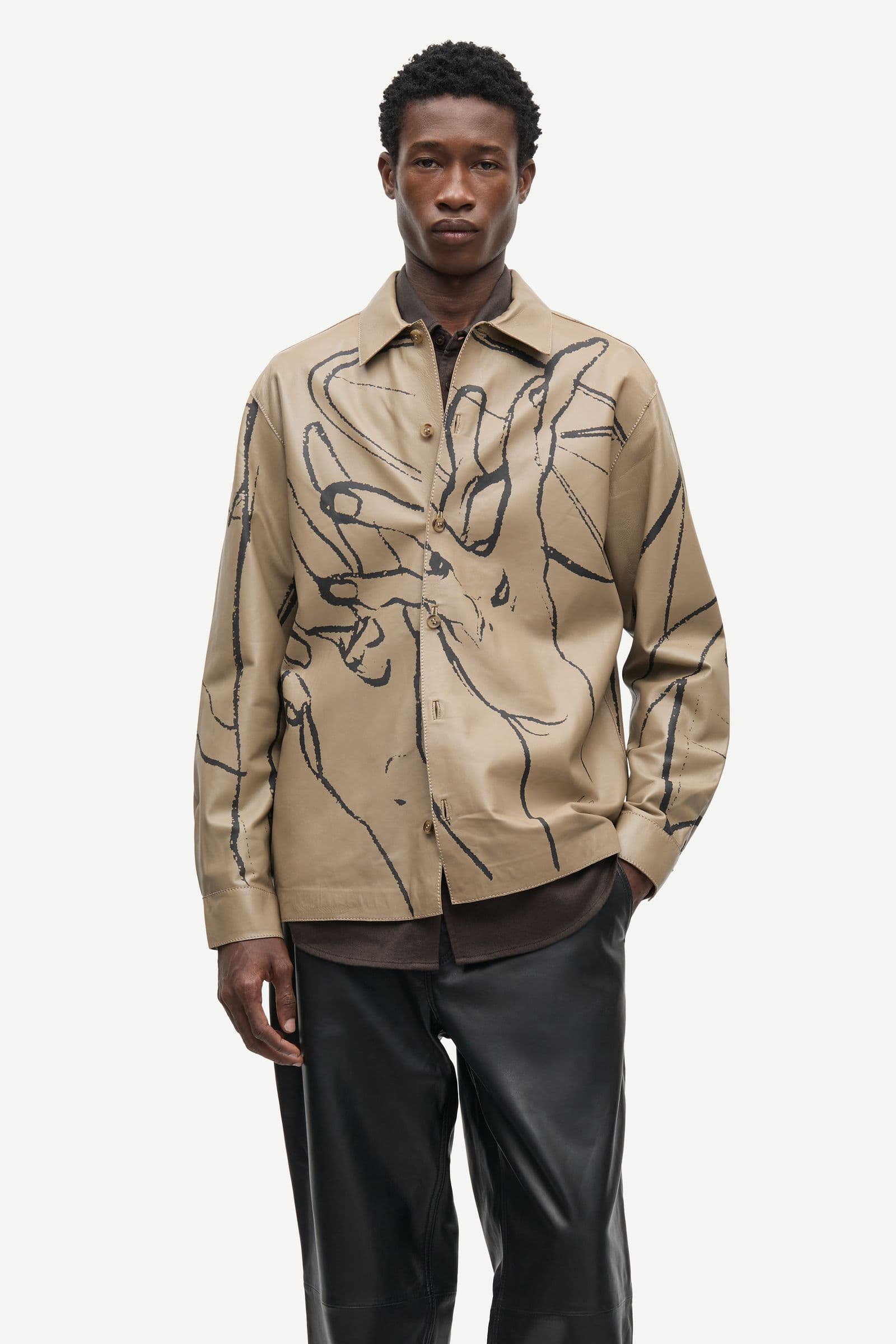 Sagiles leather shirt 15925 Lead Gray Lines
