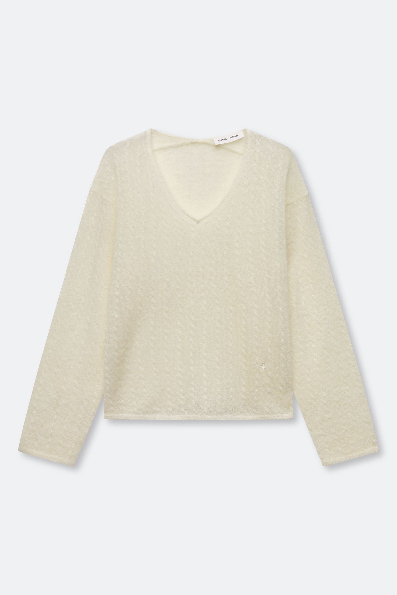Sakia cable v-neck 15999 Egret