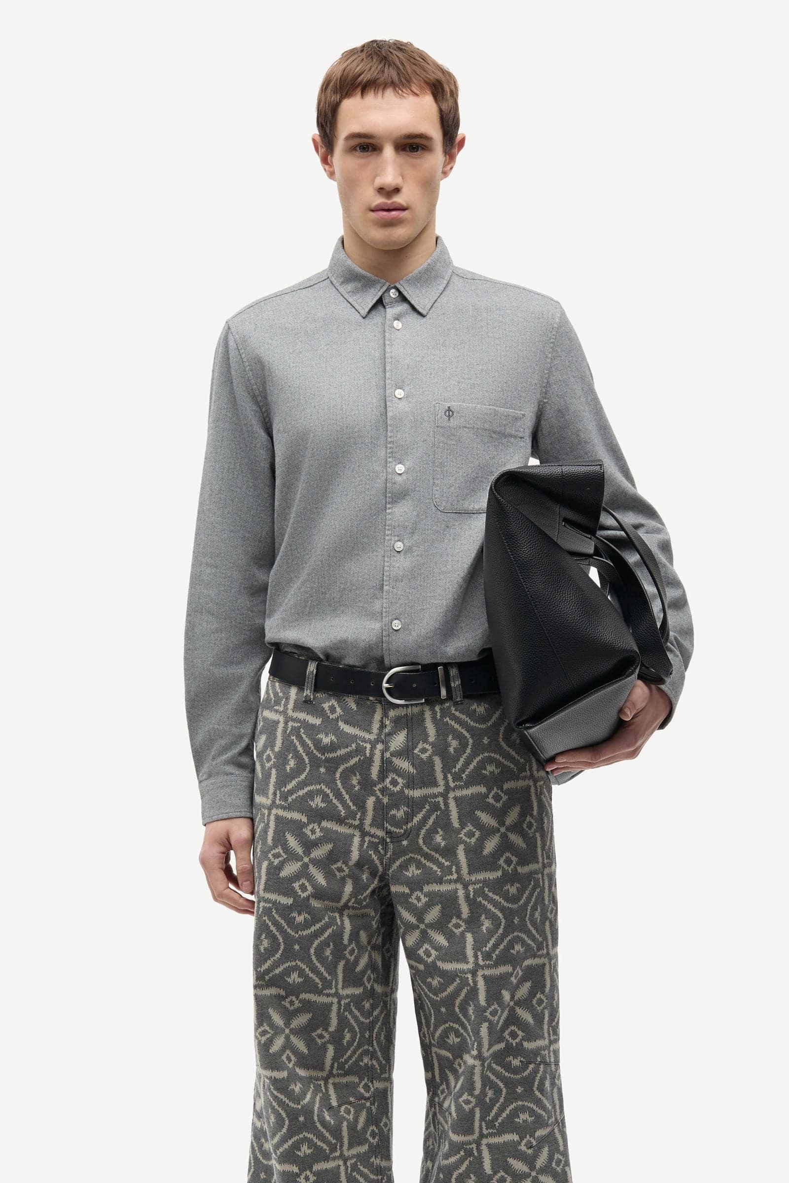Saliam NJ shirt 15839 Grey Herringbone