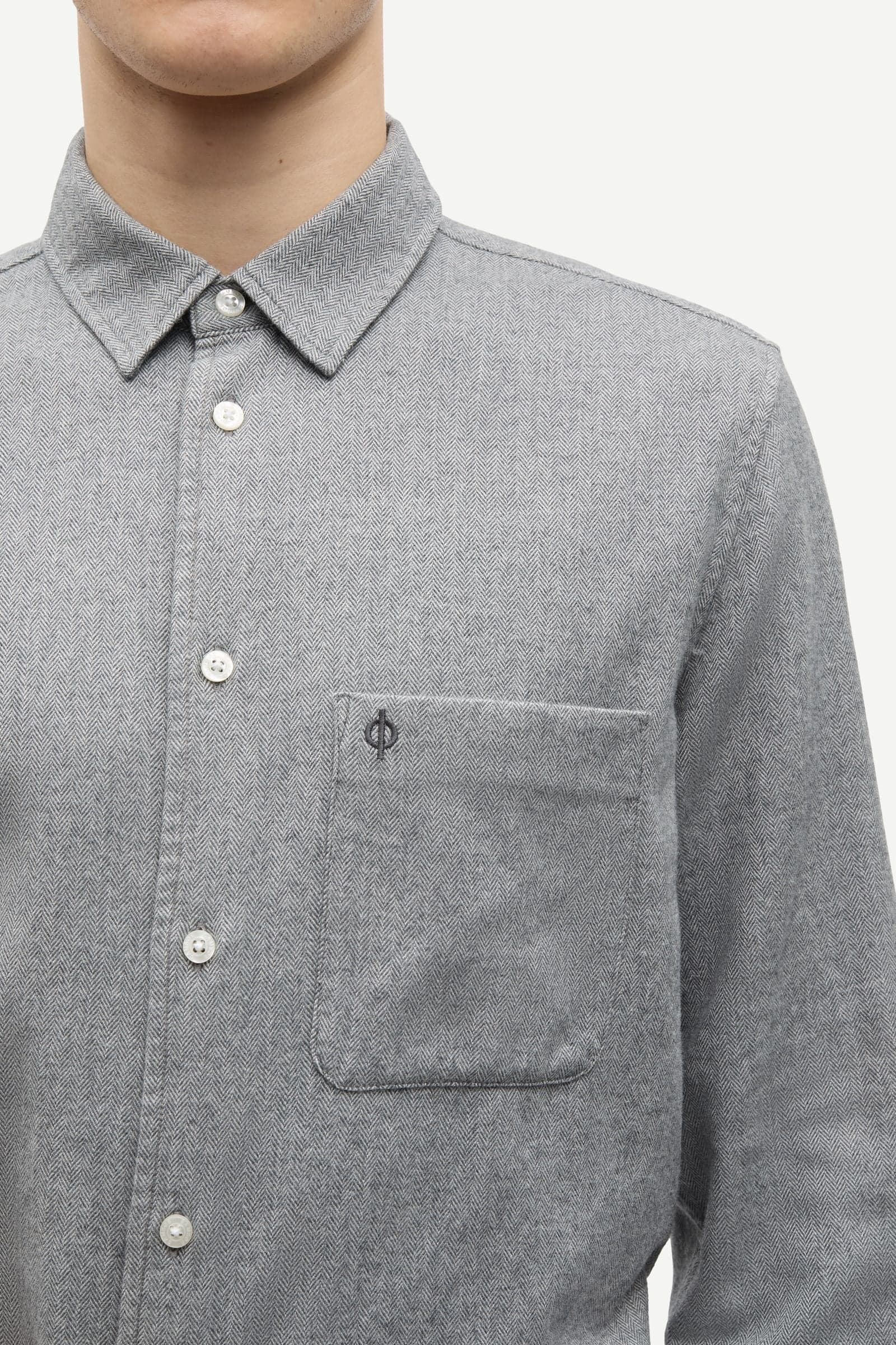 Saliam NJ shirt 15839 Grey Herringbone