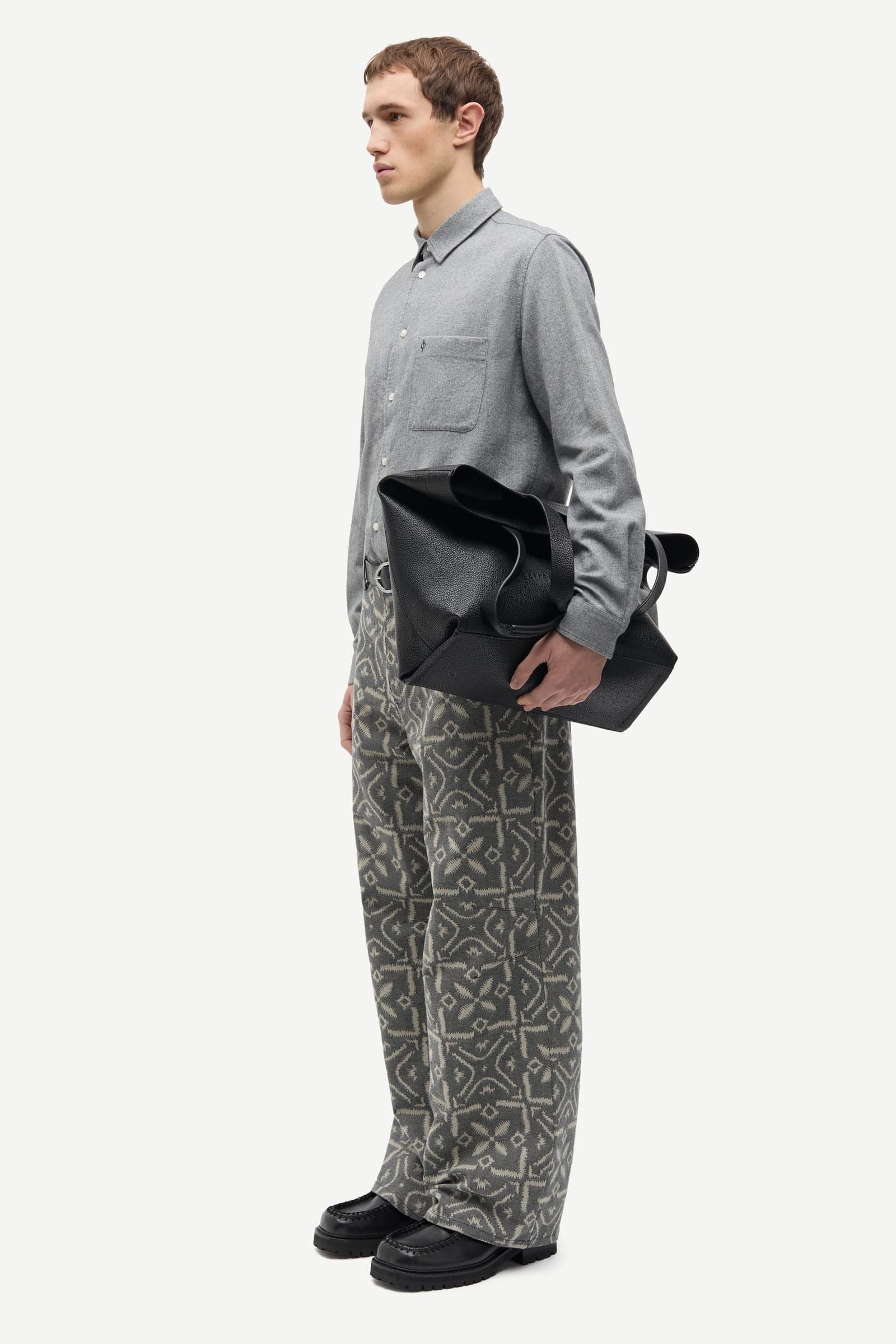 Saliam NJ shirt 15839 Grey Herringbone