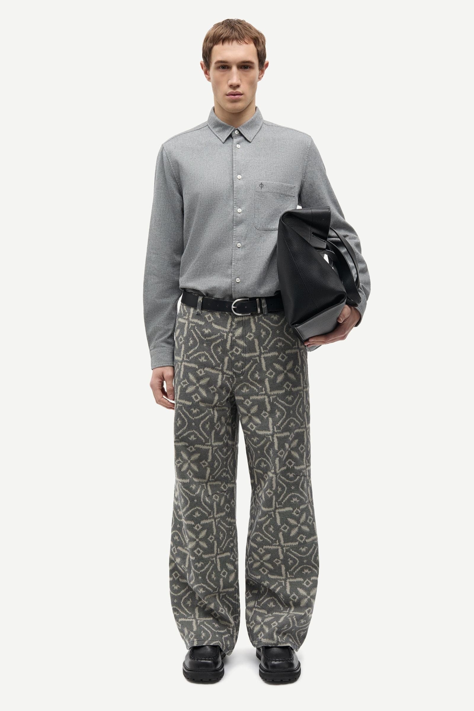 Saliam NJ shirt 15839 Grey Herringbone