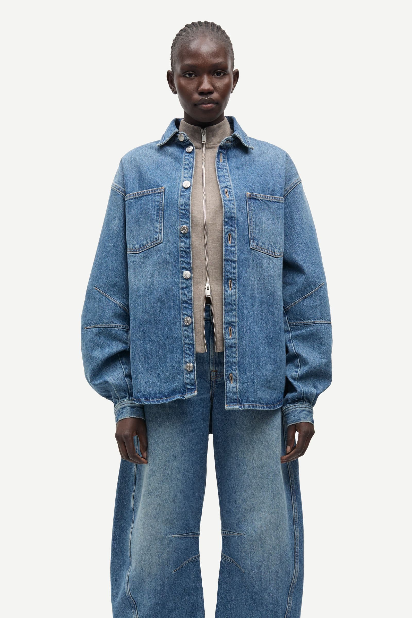 Saharp seam shirt 16141 Sephia blue