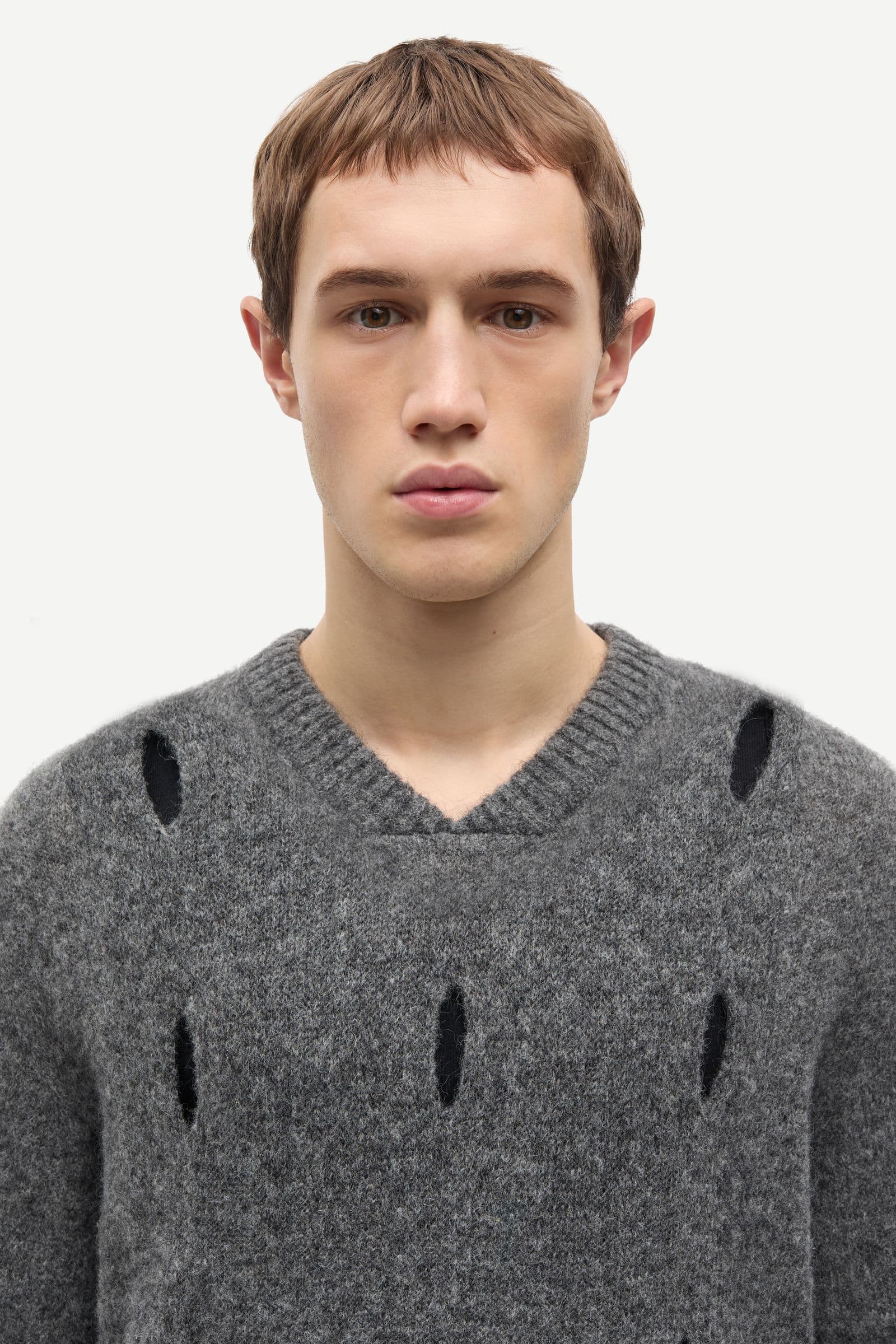 Saklas v-neck 16097 Dark grey mel.