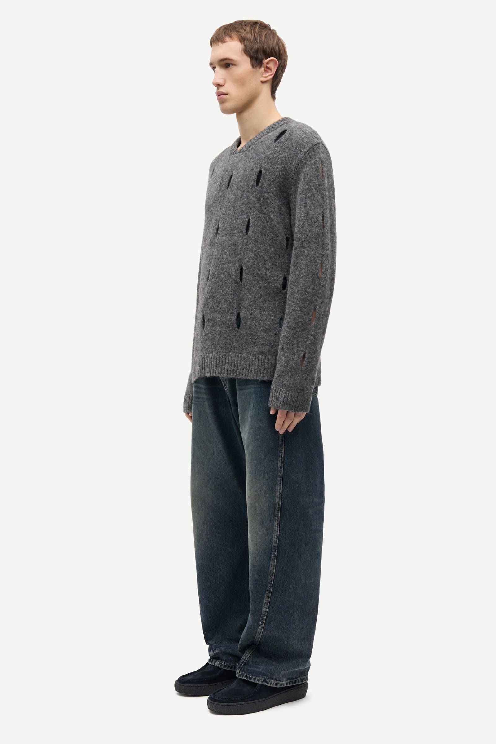 Saklas v-neck 16097 Dark grey mel.