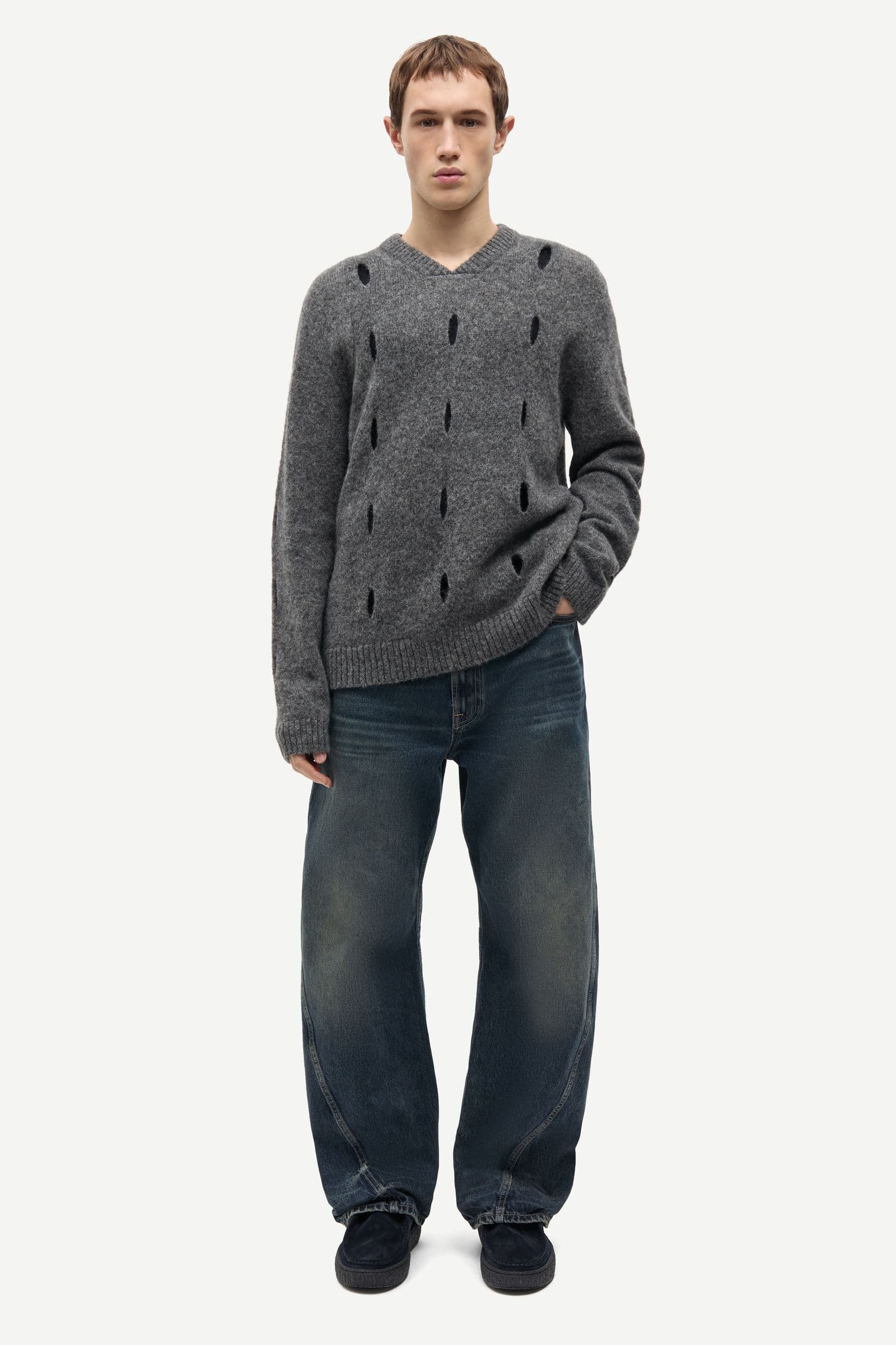 Saklas v-neck 16097 Dark grey mel.