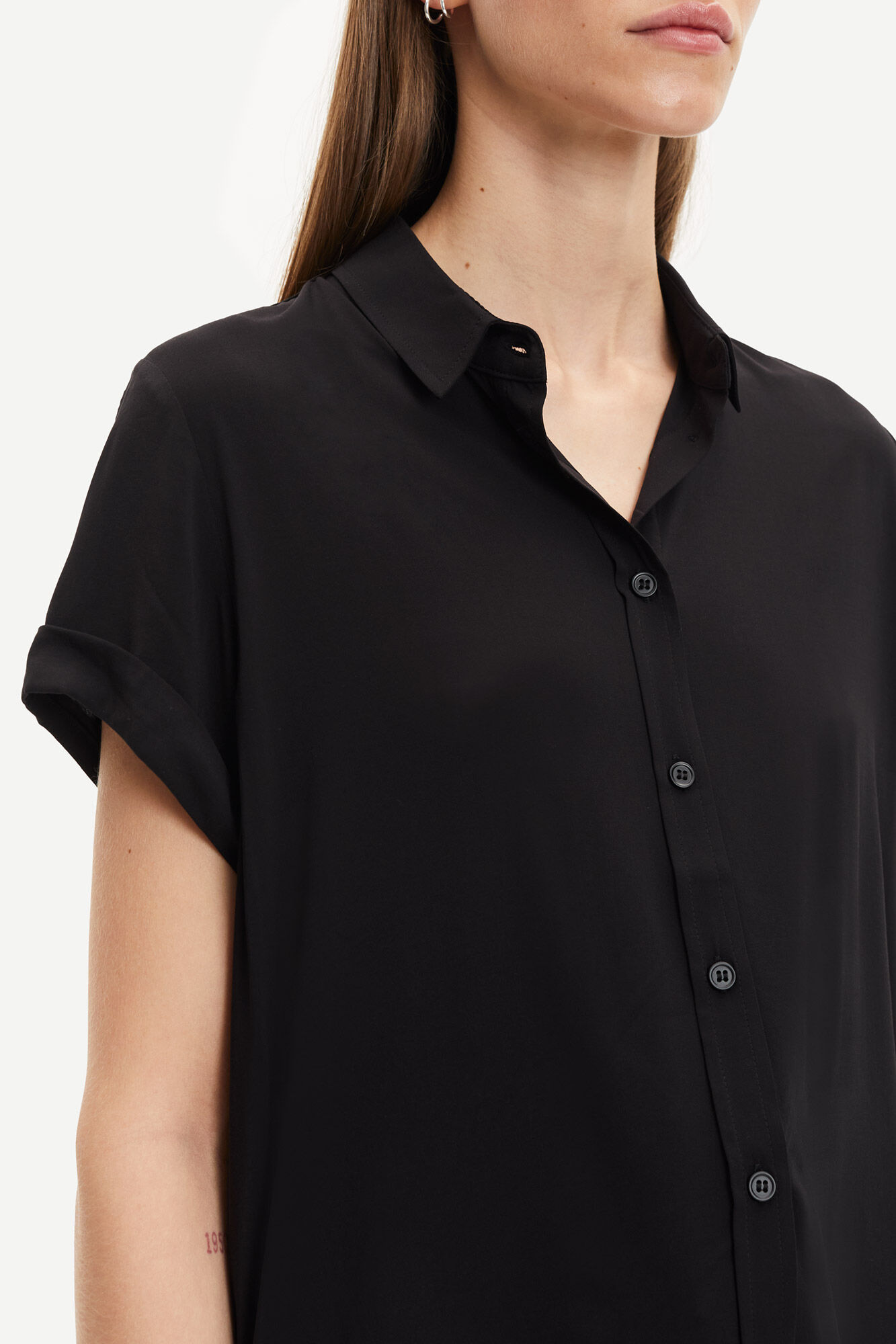 Sams\u00f8e & sams\u00f8e Kanten blouse zwart Webpatroon casual uitstraling Mode Blouses Kanten blouses Samsøe & samsøe